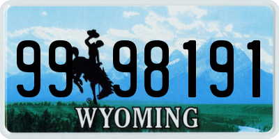 WY license plate 9998191