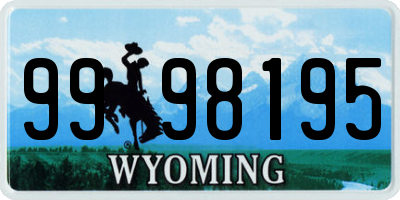 WY license plate 9998195