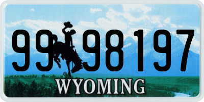 WY license plate 9998197