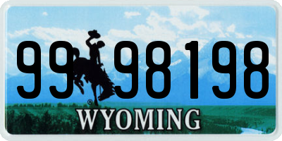 WY license plate 9998198