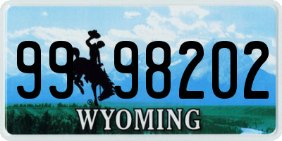 WY license plate 9998202