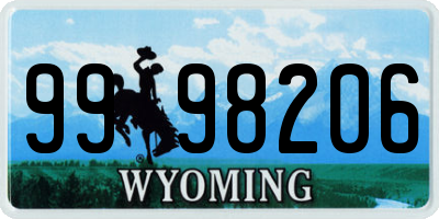 WY license plate 9998206