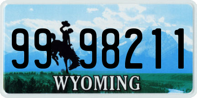 WY license plate 9998211