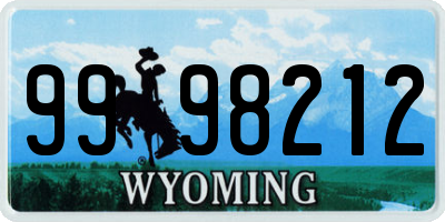 WY license plate 9998212