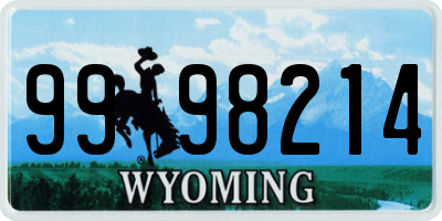 WY license plate 9998214