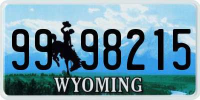 WY license plate 9998215