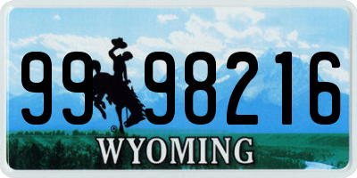 WY license plate 9998216