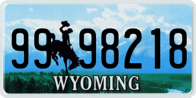 WY license plate 9998218