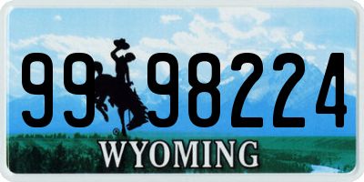 WY license plate 9998224