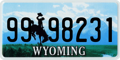WY license plate 9998231