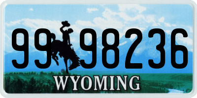 WY license plate 9998236