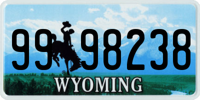 WY license plate 9998238