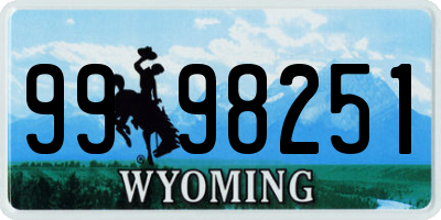 WY license plate 9998251