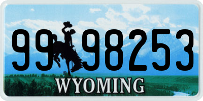 WY license plate 9998253