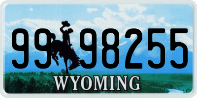 WY license plate 9998255