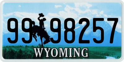 WY license plate 9998257