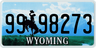 WY license plate 9998273