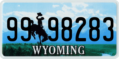 WY license plate 9998283