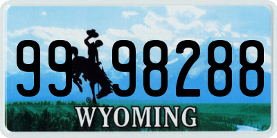 WY license plate 9998288