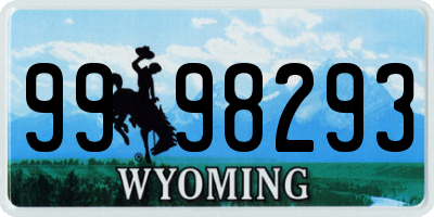 WY license plate 9998293