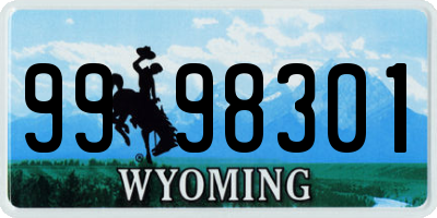 WY license plate 9998301