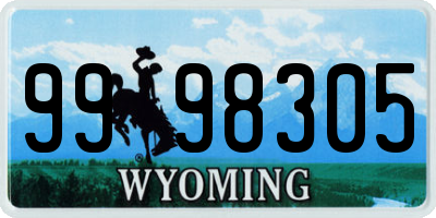 WY license plate 9998305