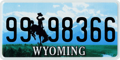 WY license plate 9998366