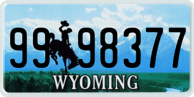 WY license plate 9998377