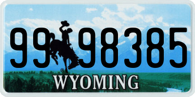 WY license plate 9998385