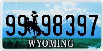 WY license plate 9998397