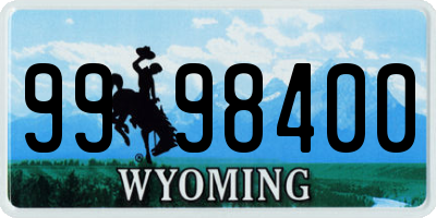WY license plate 9998400