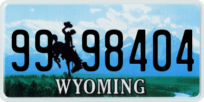 WY license plate 9998404