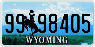 WY license plate 9998405