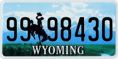 WY license plate 9998430