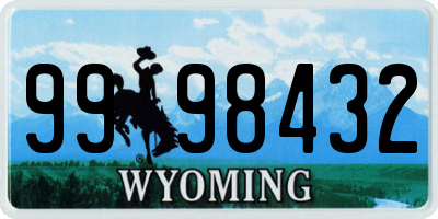 WY license plate 9998432
