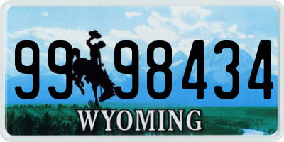 WY license plate 9998434