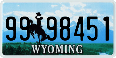 WY license plate 9998451