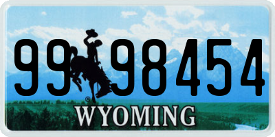 WY license plate 9998454