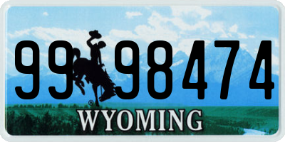 WY license plate 9998474