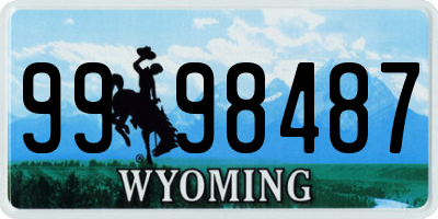 WY license plate 9998487