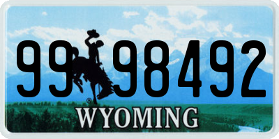 WY license plate 9998492