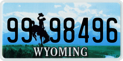 WY license plate 9998496