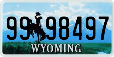 WY license plate 9998497