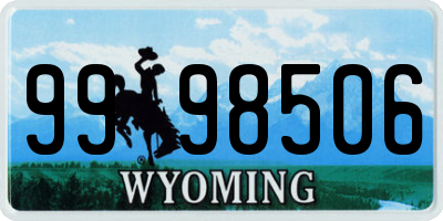 WY license plate 9998506