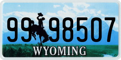 WY license plate 9998507