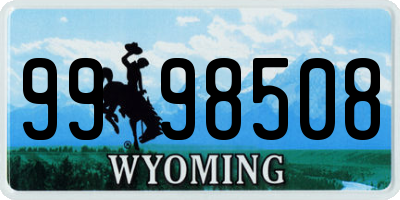 WY license plate 9998508