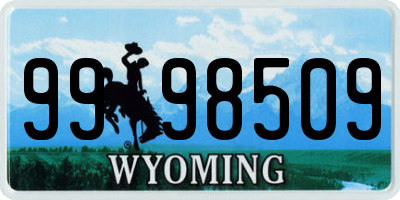 WY license plate 9998509