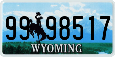 WY license plate 9998517