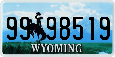 WY license plate 9998519