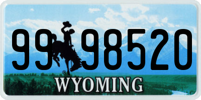 WY license plate 9998520